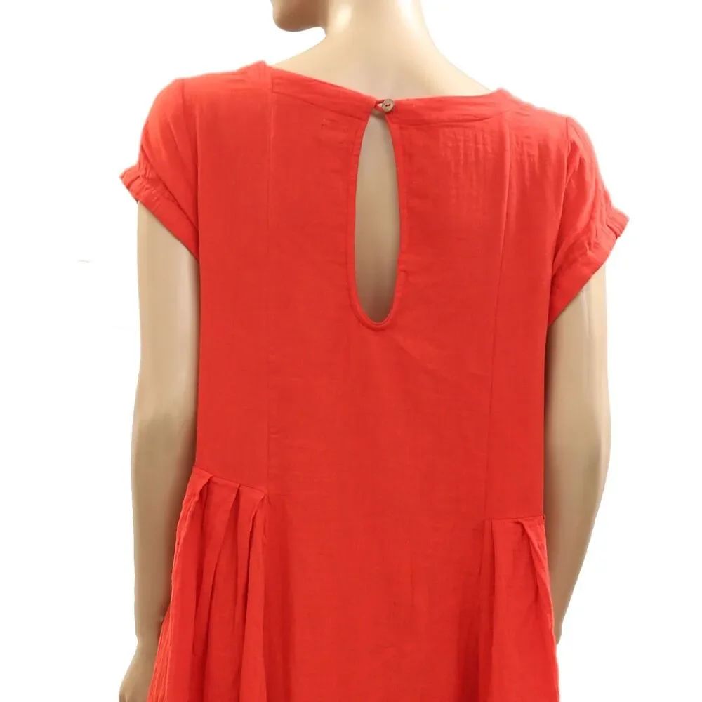Free People Free-Est Blaine Midi Dress Cap Sleeve Fiery Red Scoop Neck S 288432